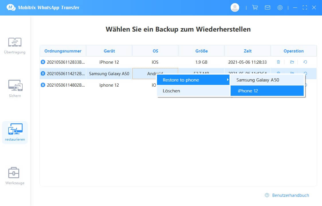 choose whatsapp backup