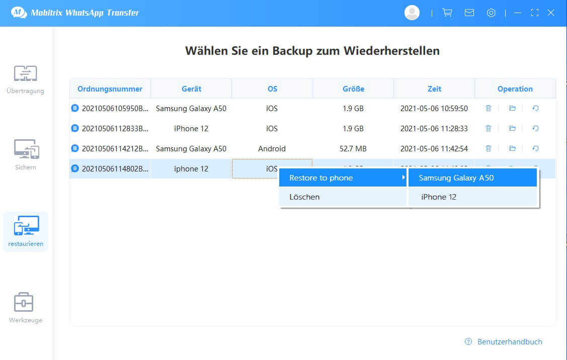 choose whatsapp backup