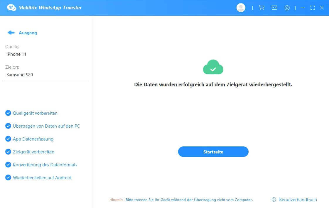 successfully transfer whatsapp