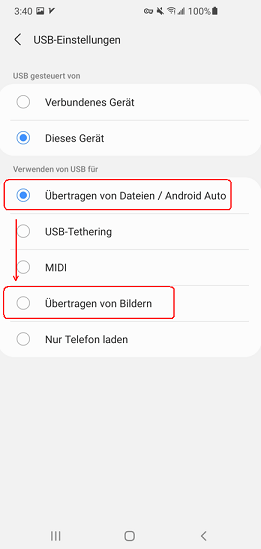 switch to other usb option