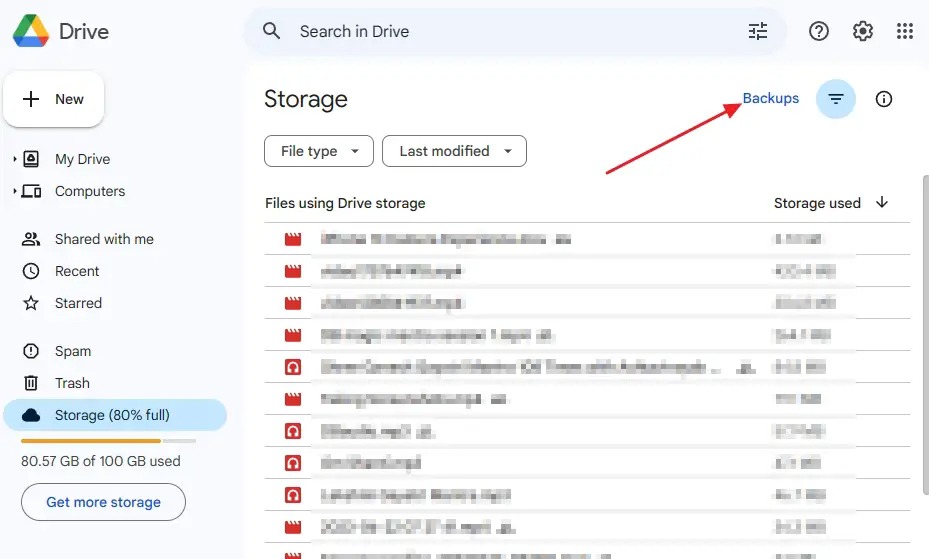 Access Backups on Google Drive