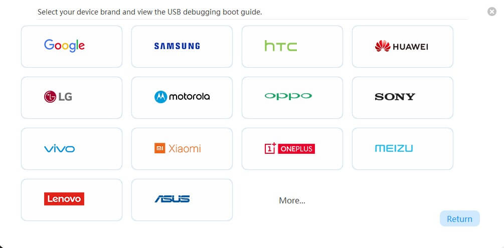 select android brand and model