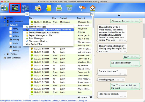 Backuptrans Android Whatsapp to iPhone Transfer