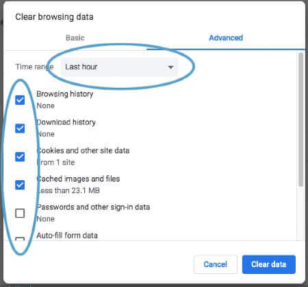 clear browsing data chrome