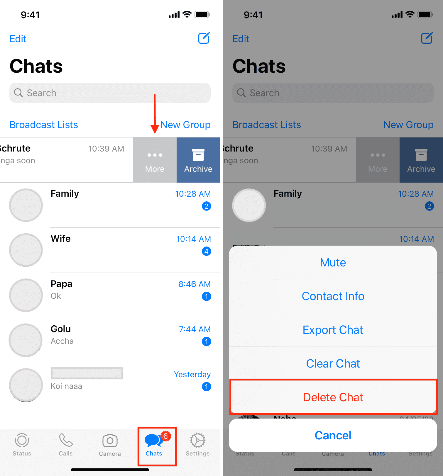 Delete a WhatsApp Chat on iOS