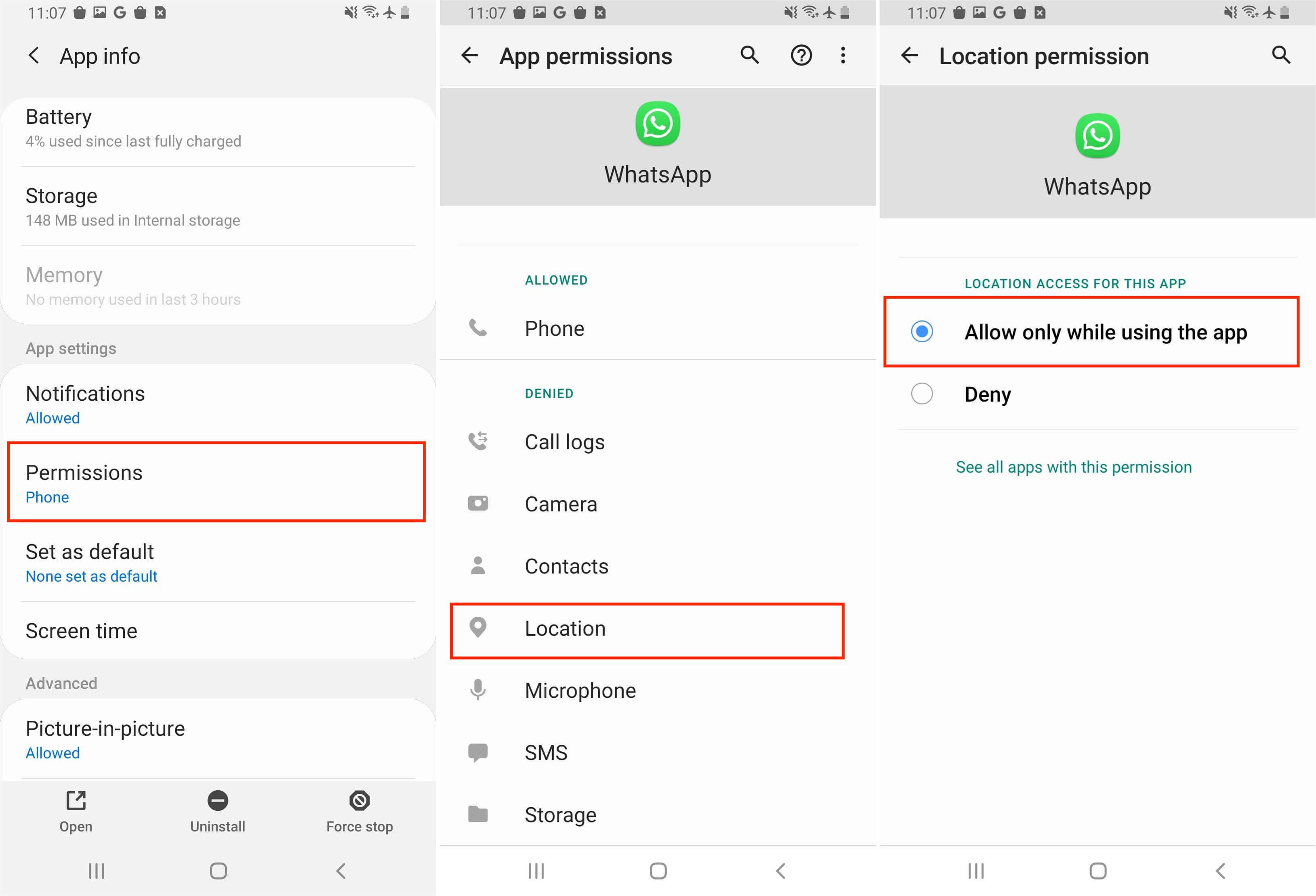  Enable Location Permissions for WhatsApp on Android