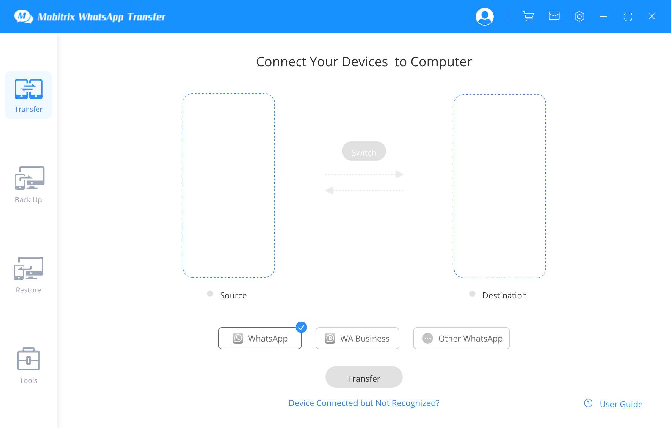 Mobitrix WhatsApp Transfer Tool Function of Transfer