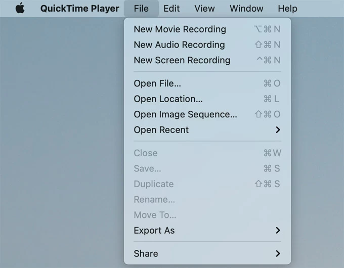 QuickTime Player New Audio Recording