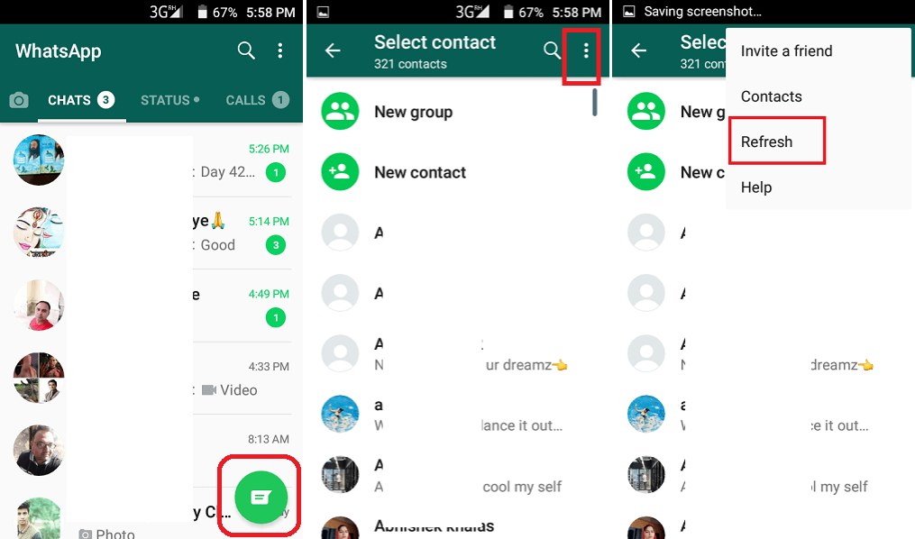 Refresh WhatsApp Contact List on Android