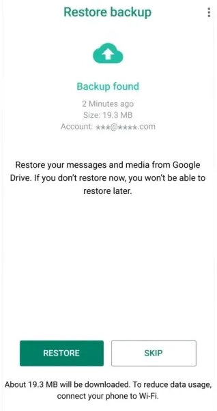 Restore Backup from Google Drive