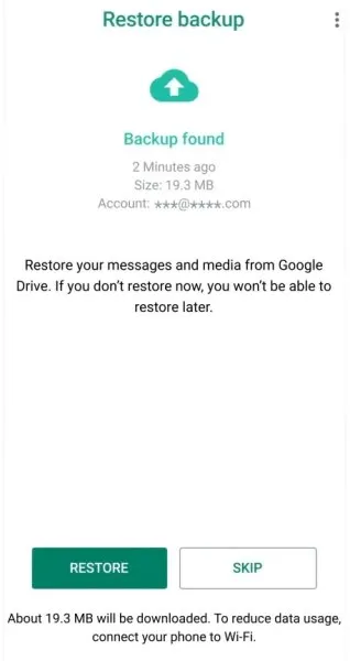 restaurar conversas do WhatsApp a partir do Google Drive