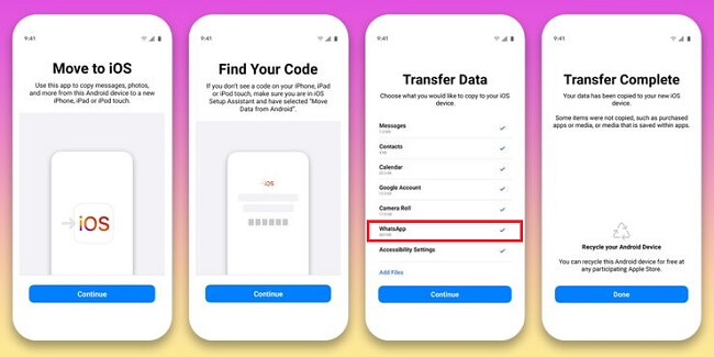 Transfer WhatsApp via Move to iOS app