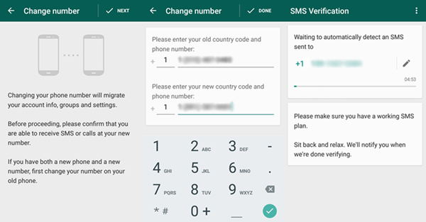 whatsapp android verify new number