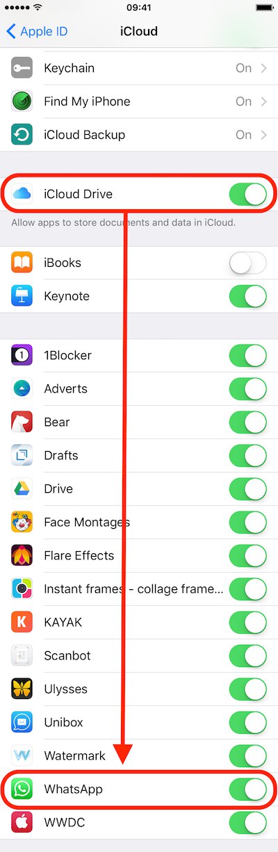 WhatsApp Backup in iCloud