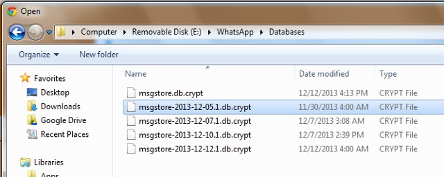 WhatsApp Databases on PC
