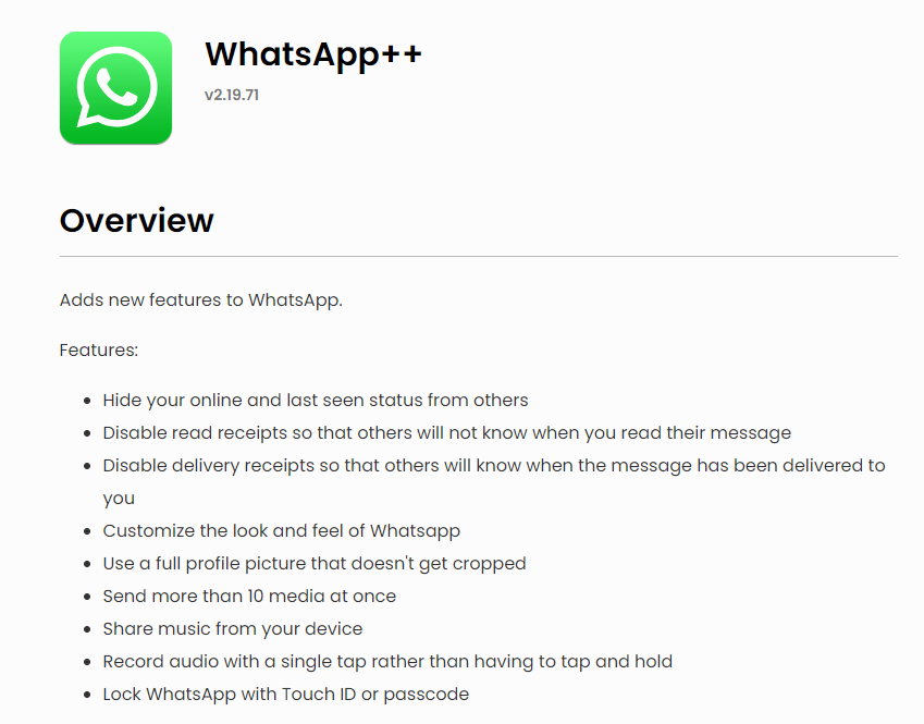 WhatsApp++ New Features