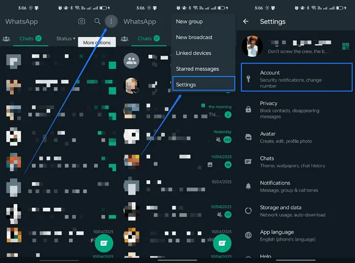 WhatsApp Settings Account