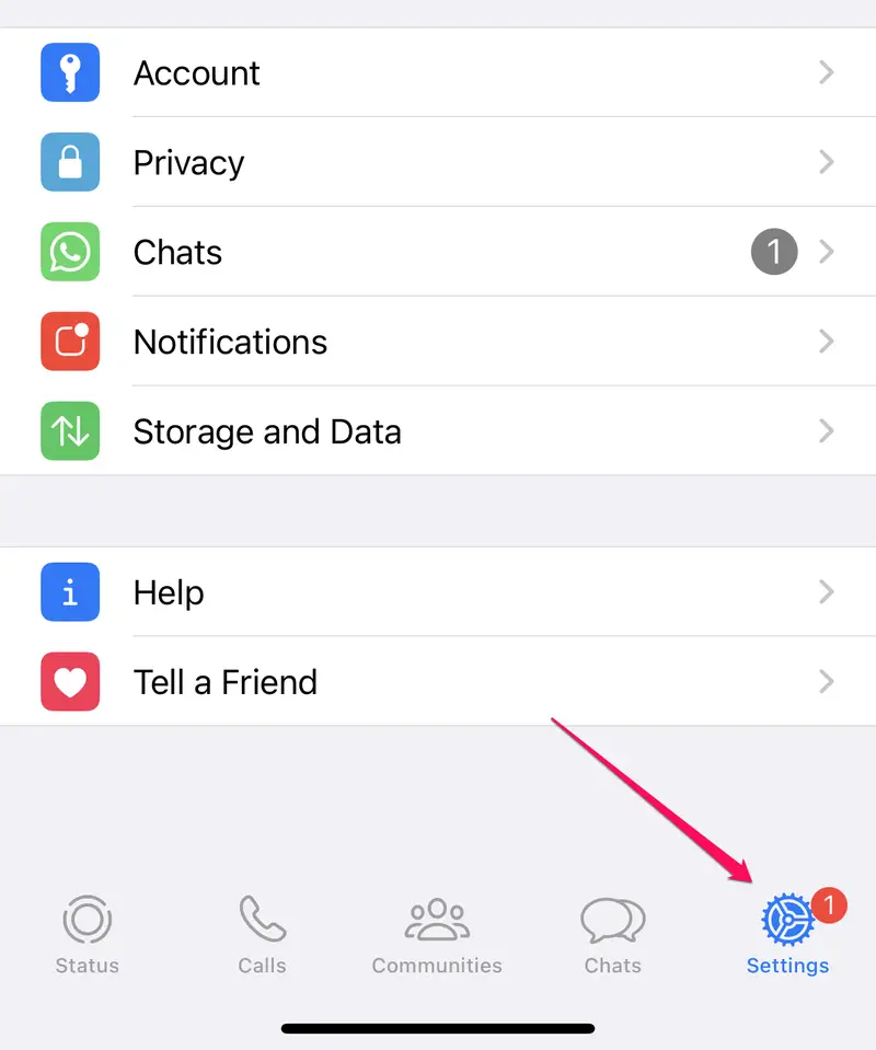 WhatsApp Settings on iPhone