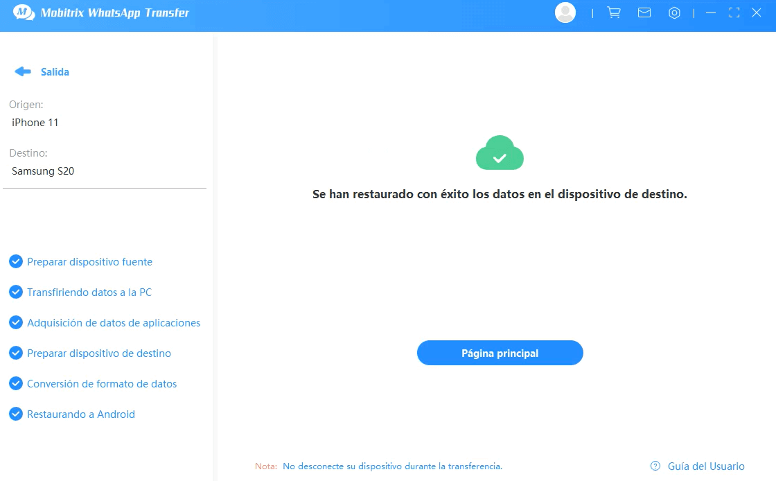 the device successfully connected