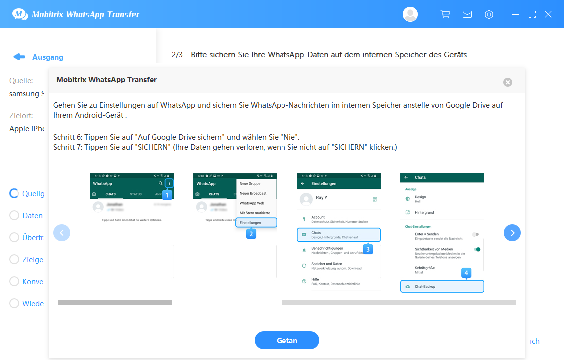Mobitrix WhatsApp Transfer - transferred done