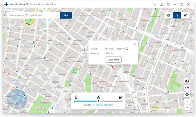 Changer de lieu via l'application de localisation virtuelle