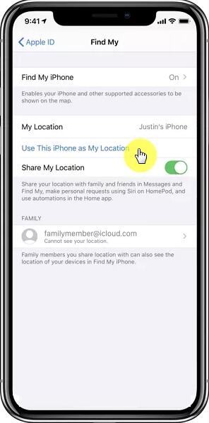 How to change location on iPhone using another iOS device