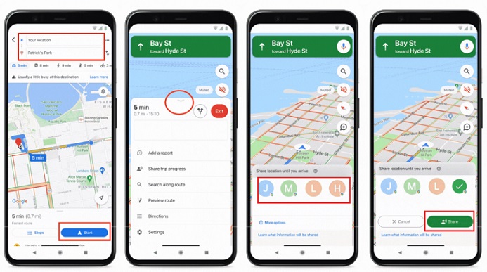 Share estimated time of arrival