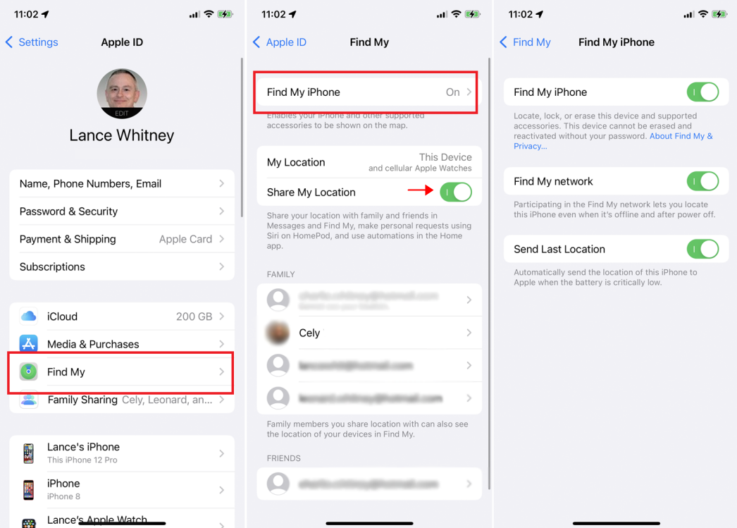 Share my location via Find My iPhone