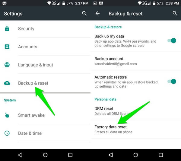 factory reset your android phone