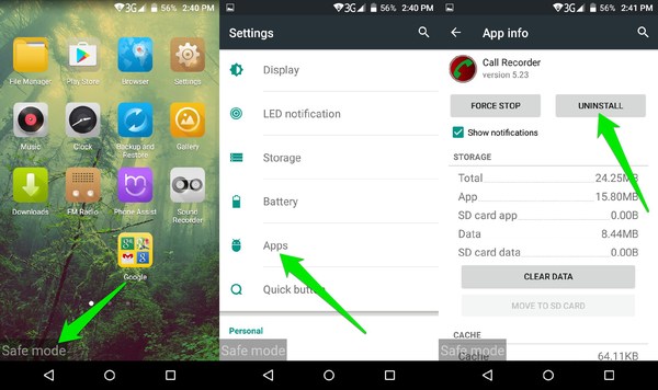 uninstall apps in android phone