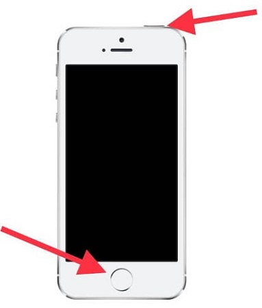 Press the top and Home buttons.