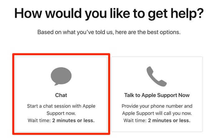 apple support with live chat