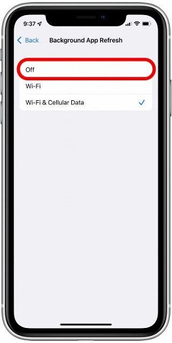 Turn off background app refresh