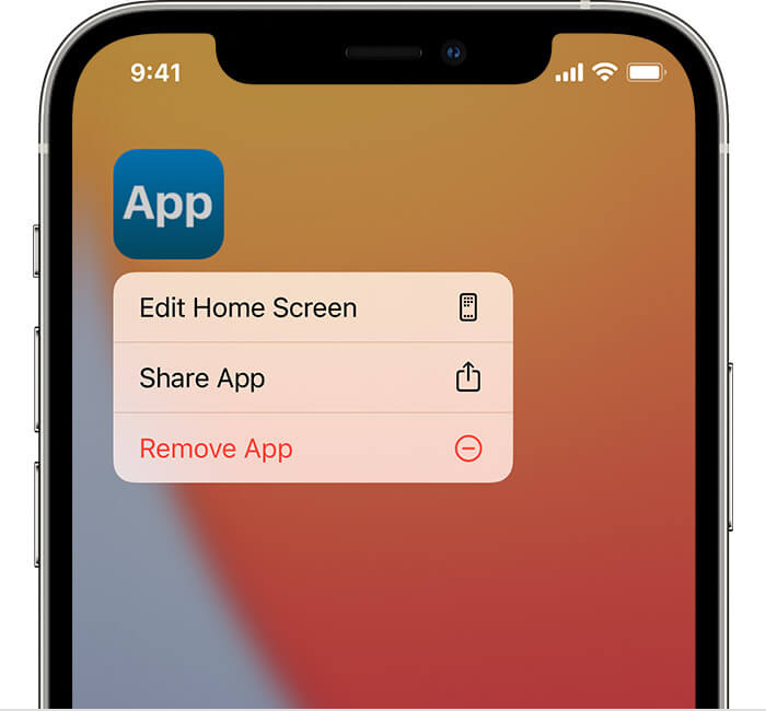 Delete an app from the home screen