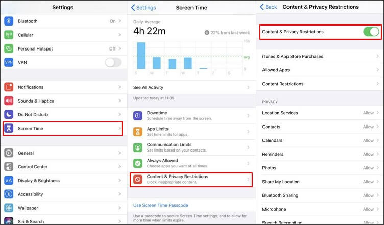 Disable privacy settings