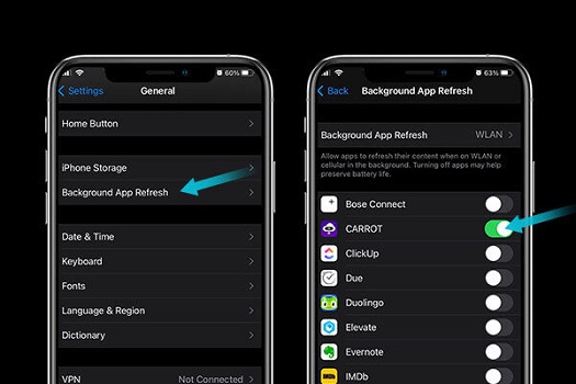 Turn off background app refresh for specific apps