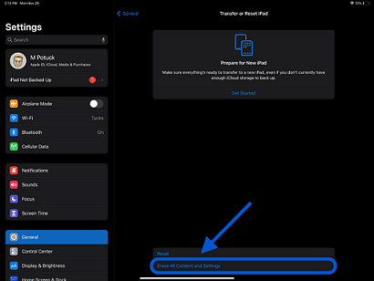 factory reset ipad ipados 14