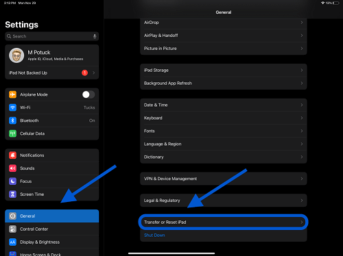 factory reset ipad ipados 15
