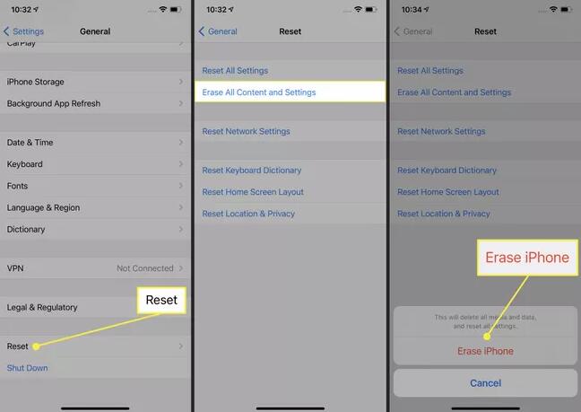 factory reset iphone12