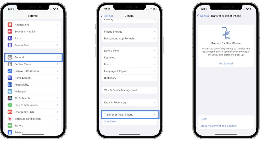Factory reset iPhone 8 running iOS 15 via Settings