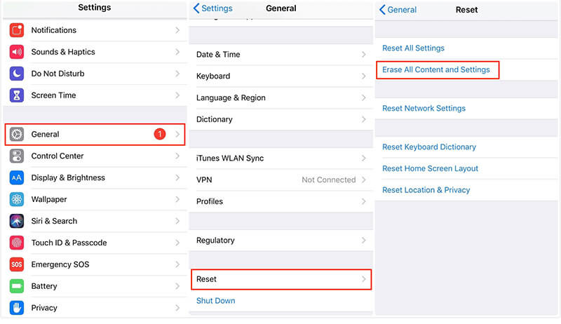 Erase iPhone 8 and All Settings with older iOS Versions via Settings