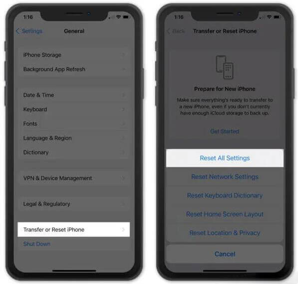 fix iphone keep restarting by resetting all the settings