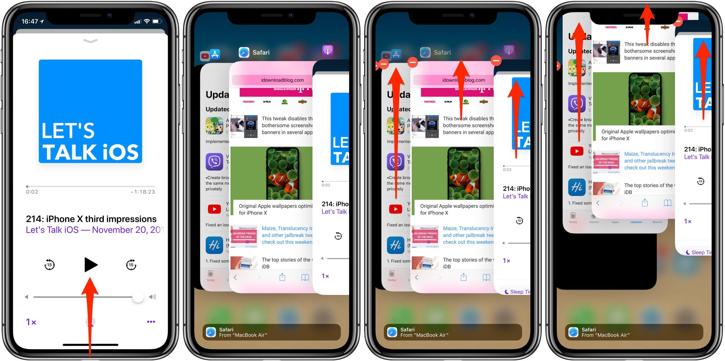 Force quit the Settings app on iPhone without a Home button