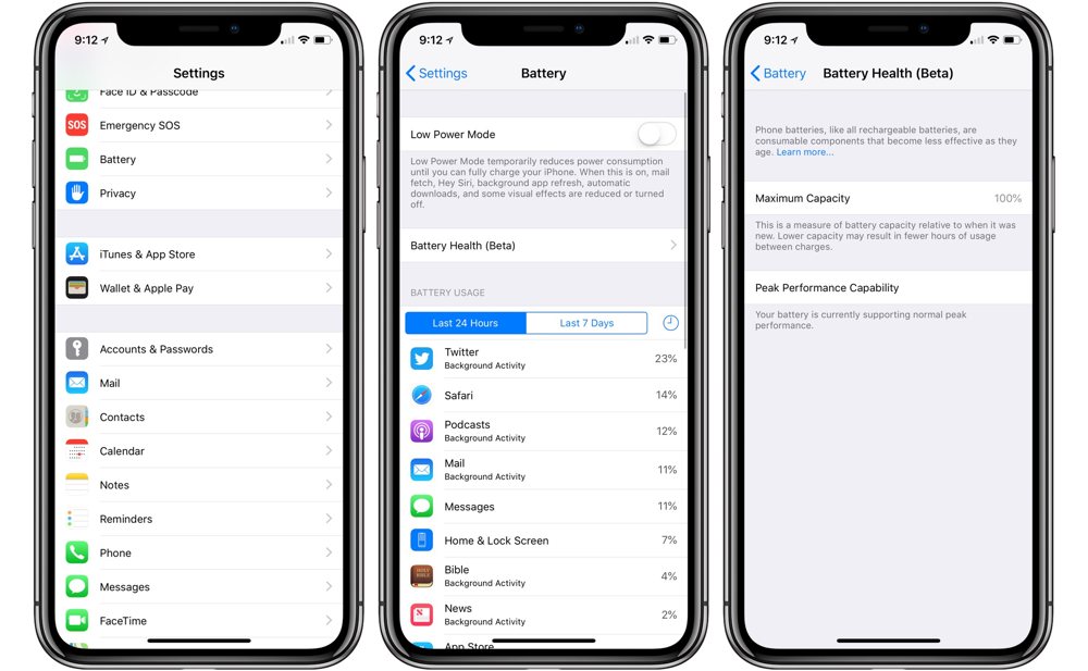 Check your device’s battery health via Settings.