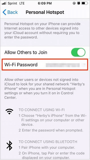 how to find personal hotspot wifi password