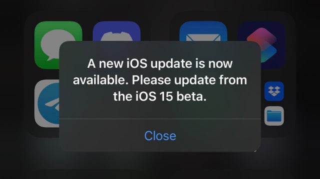 ios 15 update pop up