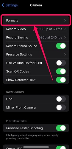iPhone camera formats