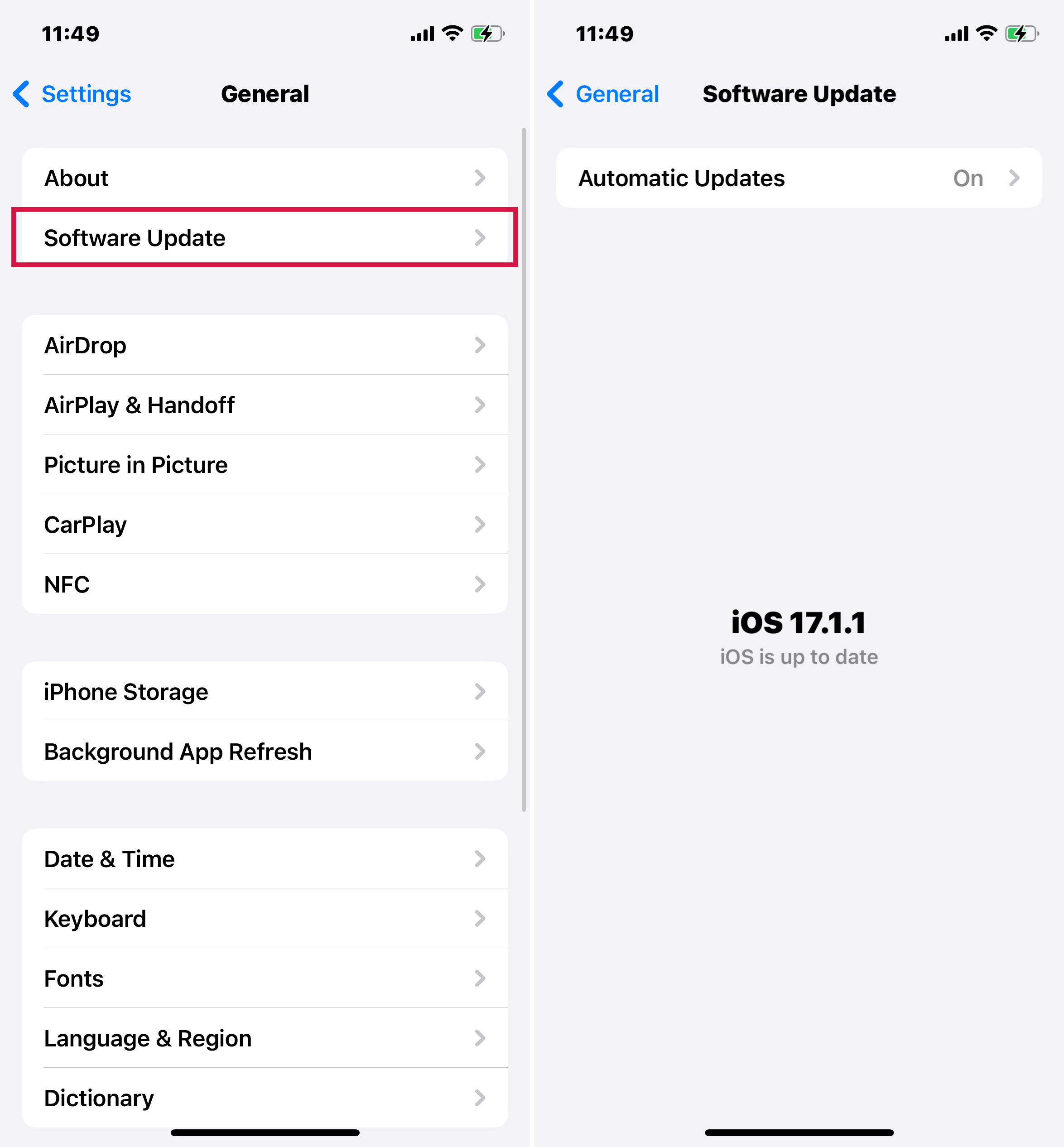 Iphone Check Software Update Via Settings