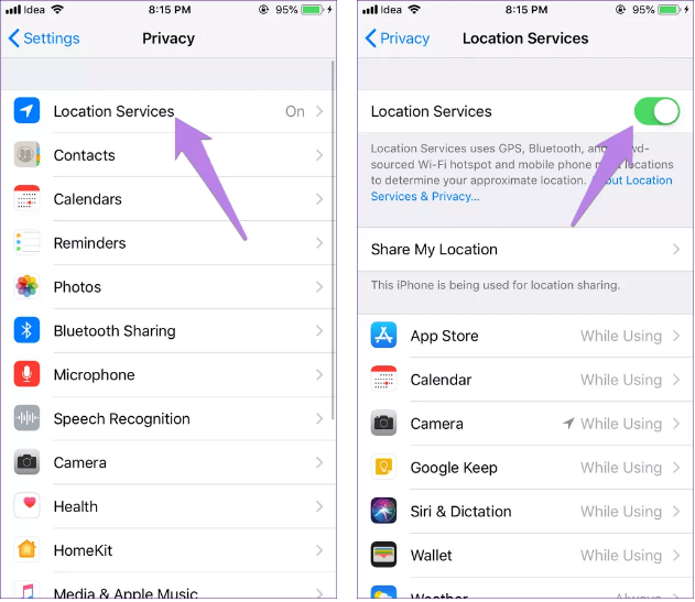 iphone connected to wifi but no internet location services 2