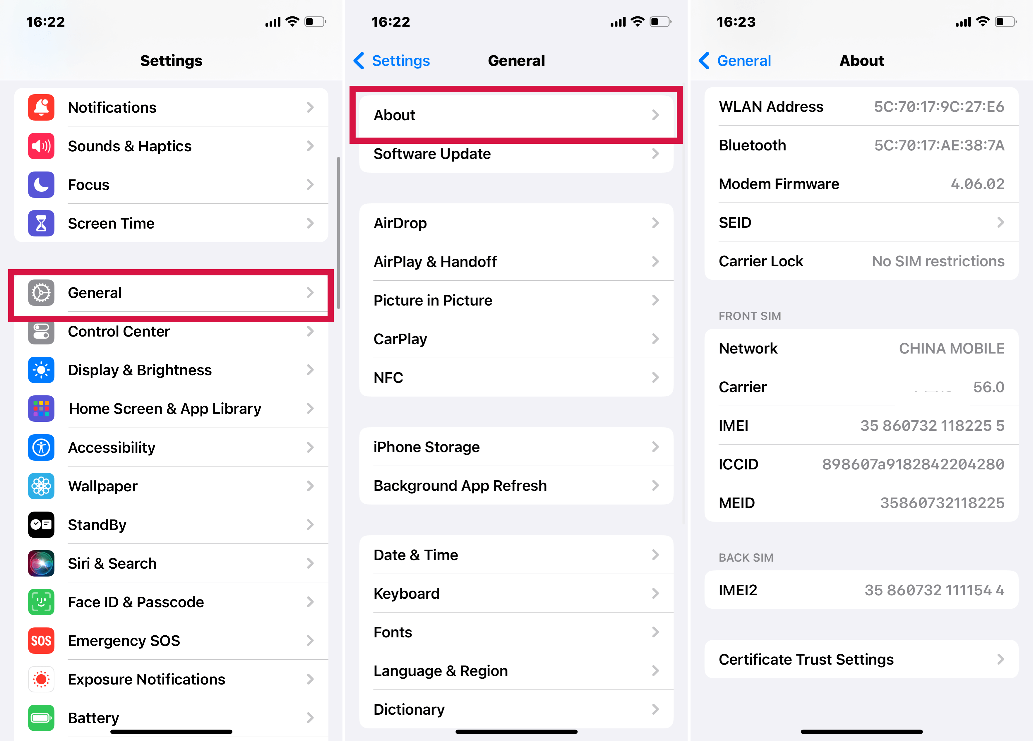 Iphone Settings General About Find Carrier